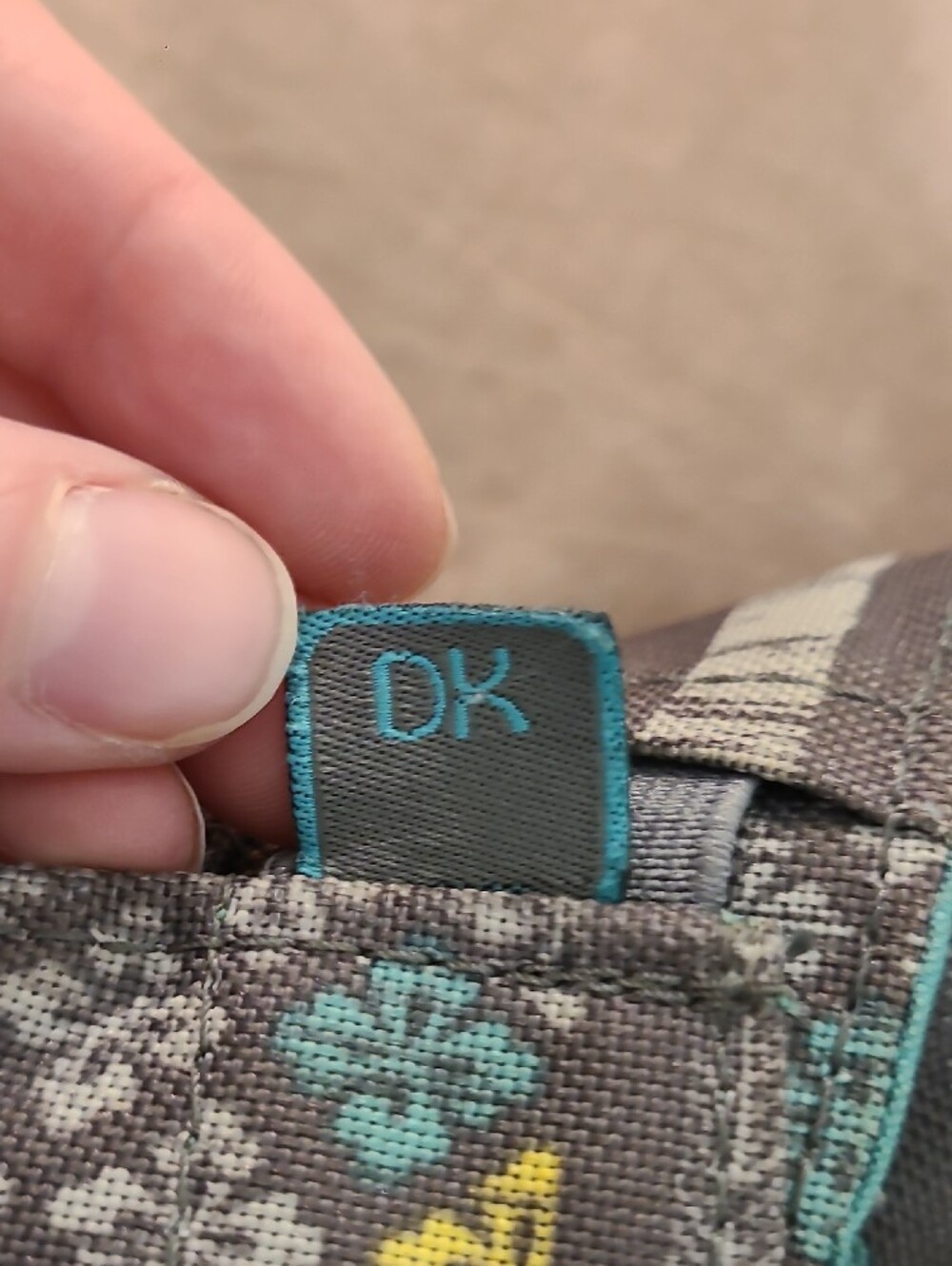 Gray Patterned Backpack with Aqua & Yellow Accents - Picture 2 of 11